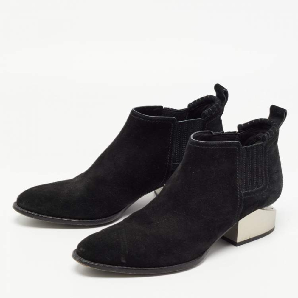 Alexander Wang Black Suede Kori Cutout Ankle Boots Size EU40/US10